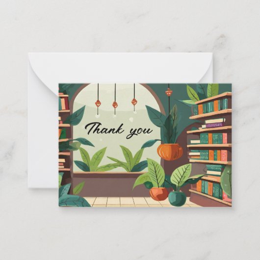 Plant Sanctuary Brown and Green Leaves Library Notitiekaartje (Voorkant)