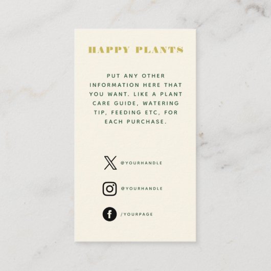 Plant Shop Bedankt Kaart invoegen (Achterkant)