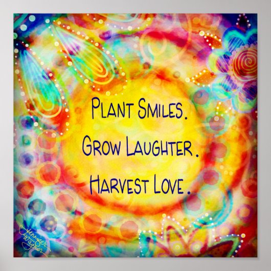 Plant Smile Cheerful Inspirerend Poster (Voorkant)