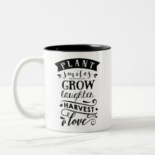 Plant Smile Grow Laughter Harvest Love Coffee Mok