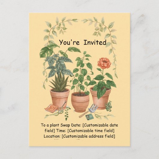 Plant Swap Invitation Earth Day Event Card Feestdagenkaart (Voorkant)