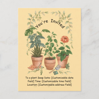 Plant Swap Invitation Earth Day Event Card Feestdagenkaart