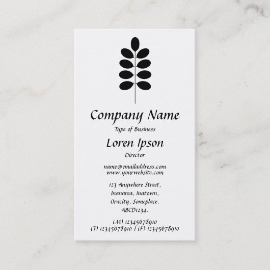 Plant Symbool - Wit Visitekaartje (Voorkant)