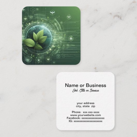 Plant-technologie Vierkante Visitekaartje (Voorkant / Achterkant)