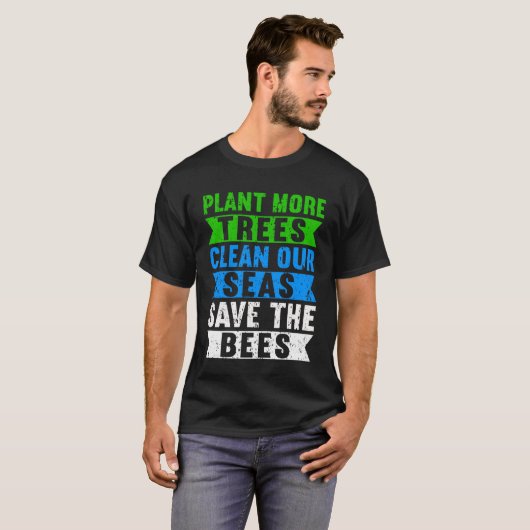 Plant Tree Clean Zee Klimaatverandering Tiener Aar T-shirt (Voorkant volledig)