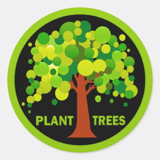 Plant Trees Ronde Sticker (Voorkant)
