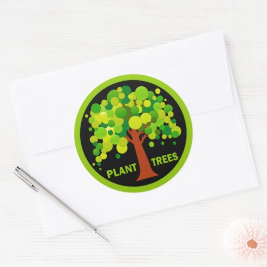 Plant Trees Ronde Sticker (Envelop)
