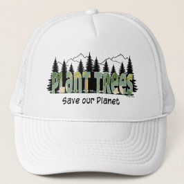 Plant Trees, Safe the Planet, White Cool Trucker Pet