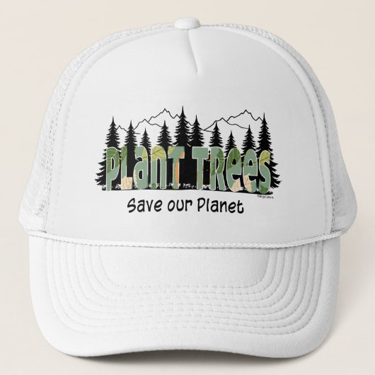 Plant Trees, Safe the Planet, White Cool Trucker Pet (Voorkant)