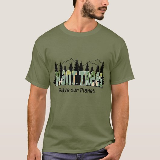 Plant Trees - Save Our Planet, Cool- Groen T-shirt (Voorkant)