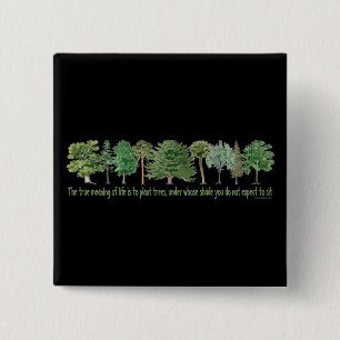 Plant Trees Vierkante Button 5,1 Cm