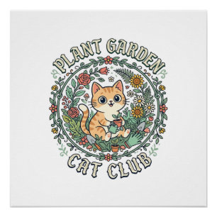 Plant Tuin Kat Grappige Kat Liefhebber Ontwerp - P Perfect Poster