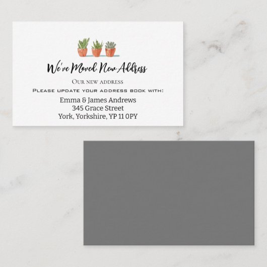 Plant Tuinpotten Verplaatsende Aankondiging Kaarte (Voorkant / Achterkant)