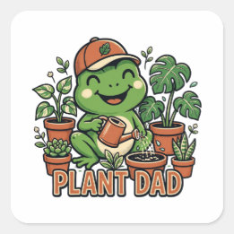 Plant Vader Kikker Watergeven Kamerplanten Grappig Vierkante Sticker