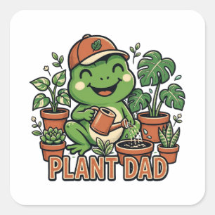 Plant Vader Kikker Watergeven Kamerplanten Grappig Vierkante Sticker