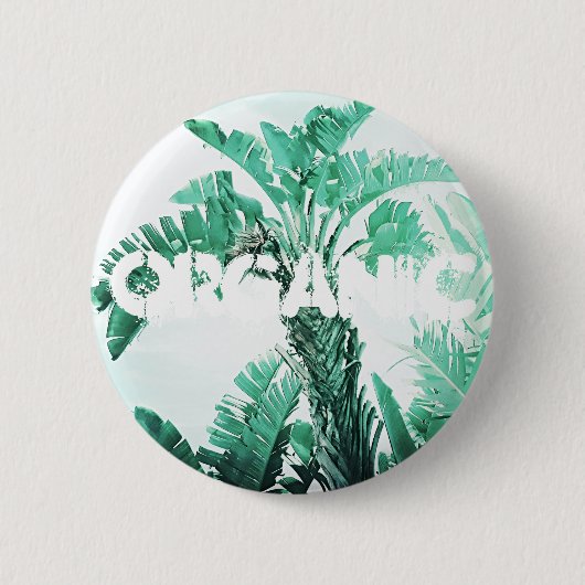 Plant van groene bladbananen ronde button 5,7 cm (Voorkant)