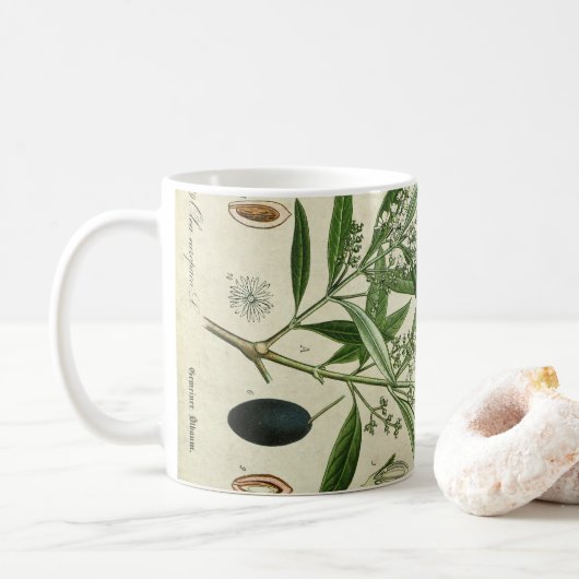 Plant van olijven Botanische illustratie KoffieMok (Met donut)