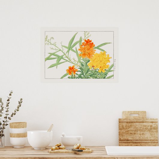 Plant van Wallbloem, geel en Oranje, door Konan; Poster (Keuken)