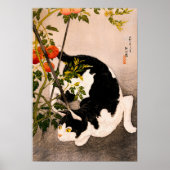 Plant van zwarte kat en tomaten door Takahashi Hir Poster (Voorkant)