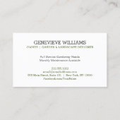 Plant variëteit Logo tuinontwerp landschapsarchite Visitekaartje (Achterkant)