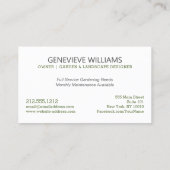 Plant Variety Tuin Ontwerp Landscaping Visitekaartje (Achterkant)