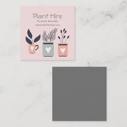 Plant verhuurt moderne planten pastel vierkante visitekaartje (Voorkant / Achterkant)