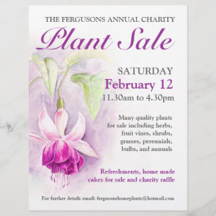 Plant verkoop fuchsia art fundraiser promo flyer