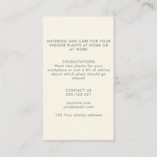 Plant Verzorging potgrond planten houten laag Visitekaartje (Achterkant)