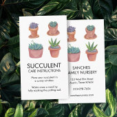 Plant Verzorgingsinstructies Houseplant Succulent  Visitekaartje