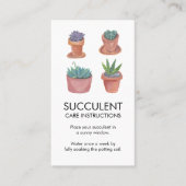 Plant Verzorgingsinstructies Houseplant Succulent  Visitekaartje (Voorkant)