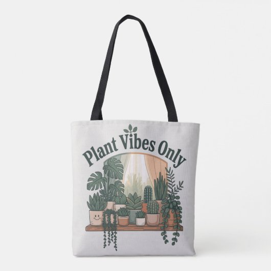 Plant Vibes Only Schouder Canvas tas (Achterkant)