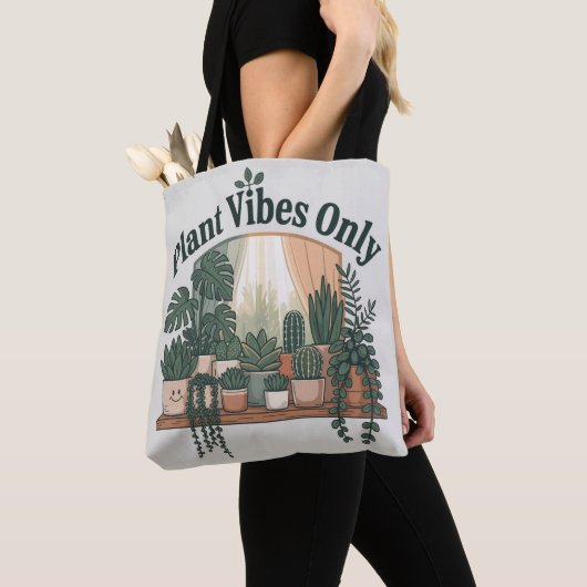 Plant Vibes Only Schouder Canvas tas (Dichtbij)