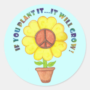 Plant vredestichters ronde sticker