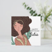 Plant Vrouw Karakter Liefhebber Verjaardagsansicht Kaart (Staand voorkant)