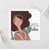 Plant Vrouw Karakter Liefhebber Verjaardagsansicht Kaart (Voorkant / Achterkant in situ)