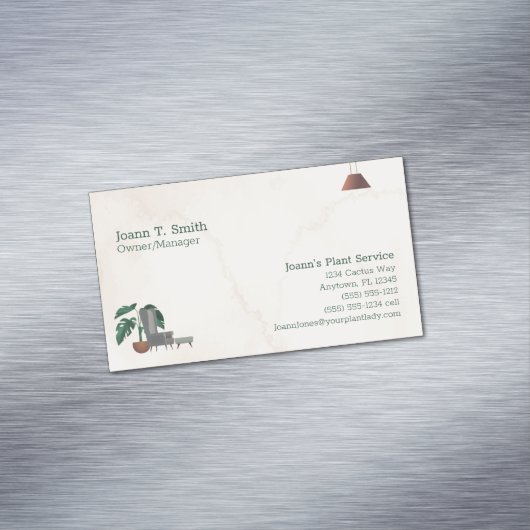 Plant Watering Service Aangepaste tekst Visitekaar Magnetisch Visitekaartje (Voorbeeld)
