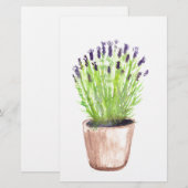 Plant waterverf florale paars briefpapier (Voorkant / Achterkant)