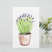 Plant waterverf florale paars briefpapier (Staand voorkant)