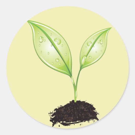 Plant ~ Zaaiend Groen Aardblad & Wortelzaad Ronde Sticker (Voorkant)