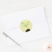 Plant ~ Zaaiend Groen Aardblad & Wortelzaad Ronde Sticker (Envelop)