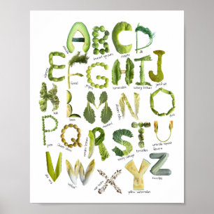 Plantaardig alfabet - Eet je Groenen Kinder Veggie Poster