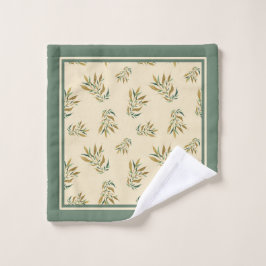 Plantaardig patroon met gouden en groene twijgen washandje