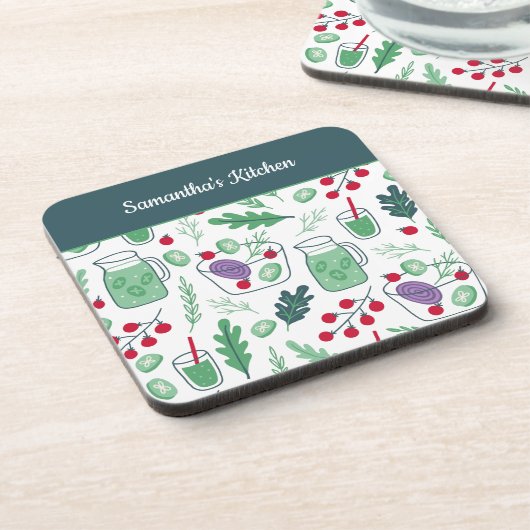 Plantaardig salad Pattern met de naam Green Kitche Bier Onderzetter (Linkerzijde)