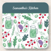 Plantaardig salad Pattern met de naam Green Kitche Bier Onderzetter (Voorkant)