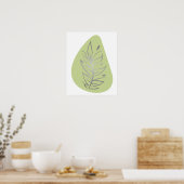 Plantaardige Abstracte Lijnkunst Poster (Keuken)