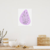 Plantaardige Abstracte Lijnkunst Poster (Keuken)
