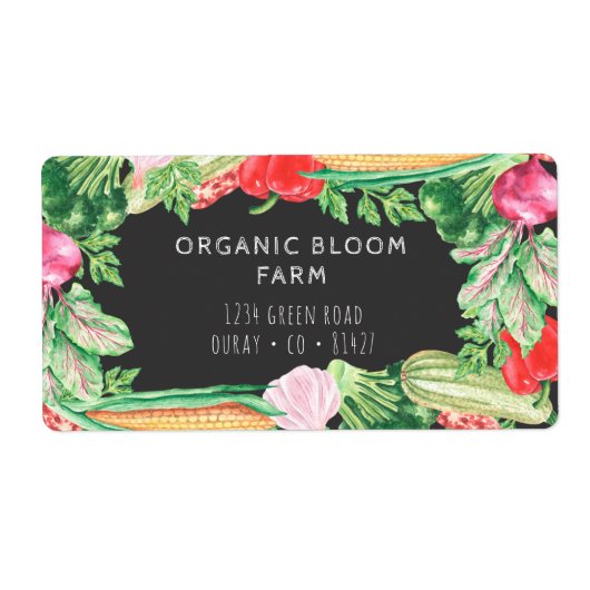 Plantaardige Boerderij Waterverf Verzendadres Labe Etiket (Voorkant)