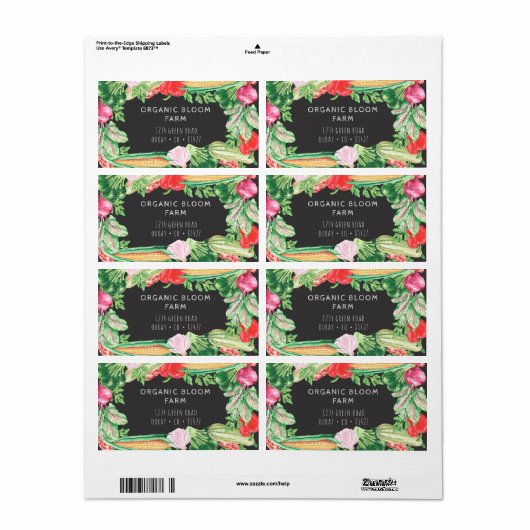 Plantaardige Boerderij Waterverf Verzendadres Labe Etiket (Full Sheet)