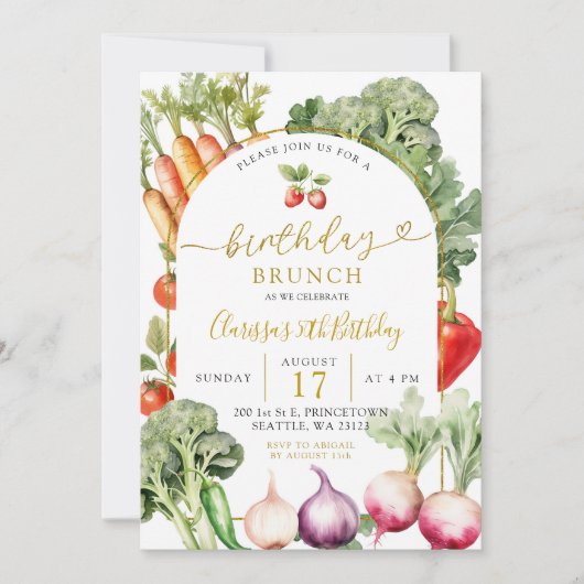 Plantaardige Boer's Markt Verjaardag Brunch Kaart (Voorkant)