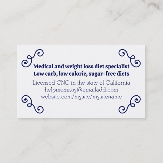 Plantaardige kom Kruiden Koken Culinair Voedsel Be Visitekaartje (Achterkant)